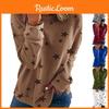 Women Casual Tunic Crew Neck Long Sleeve Star Print Tee Top Blouse For Daily Comfort And Style