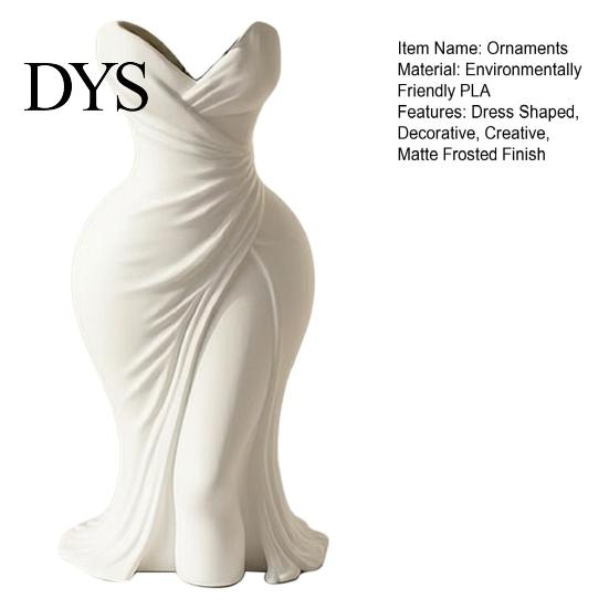 Unique Aesthetic Room Accessory Elegant Dress Shaped 3D Printed Vase, Modern Minimalist Sculpture for Light Luxury Table Decor Home Decor, Artistic