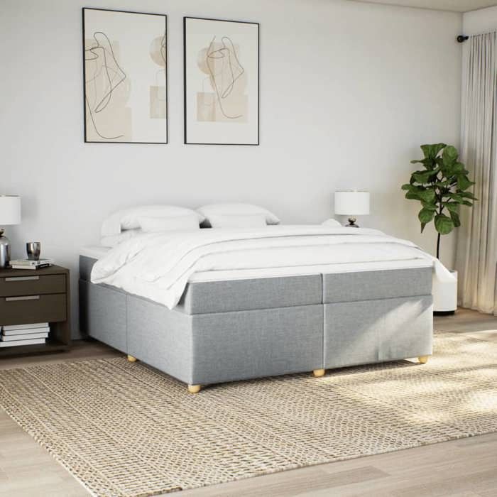 Maison Exclusive - Sommier à lattes de lit avec matelas Gris clair 200x200cm Tissu