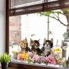 Static Cling Spring Cat Window Stickers No Glue Easy Apply for Balcony Fresh Home Decor