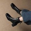 Krazing Pot Mikrofaser Eckige Zehenpartie Dicke Absätze Chelsea Boots Größe 42 Reißverschluss Damen Prägnanter Stil Elastische Stiefeletten