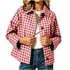 Women's Casual Long Sleeve Button-Up Plaid Jacket