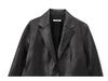 2025 Women's Casual Faux Leather Lapel Jacket - European & American Style