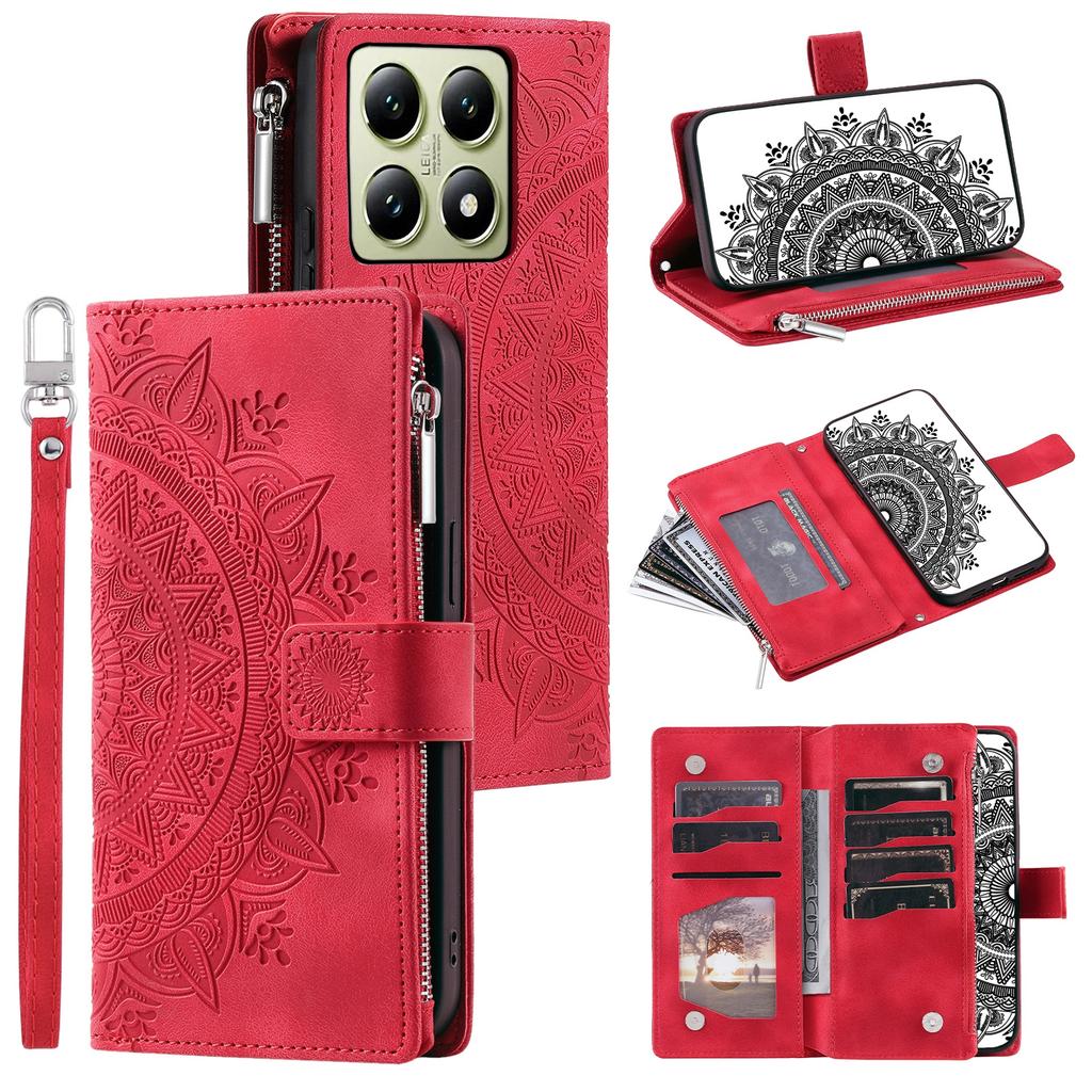 Style 006 For Xiaomi 14T Pro Wallet Case PU Leather Phone Cover Mandala Flower Pattern