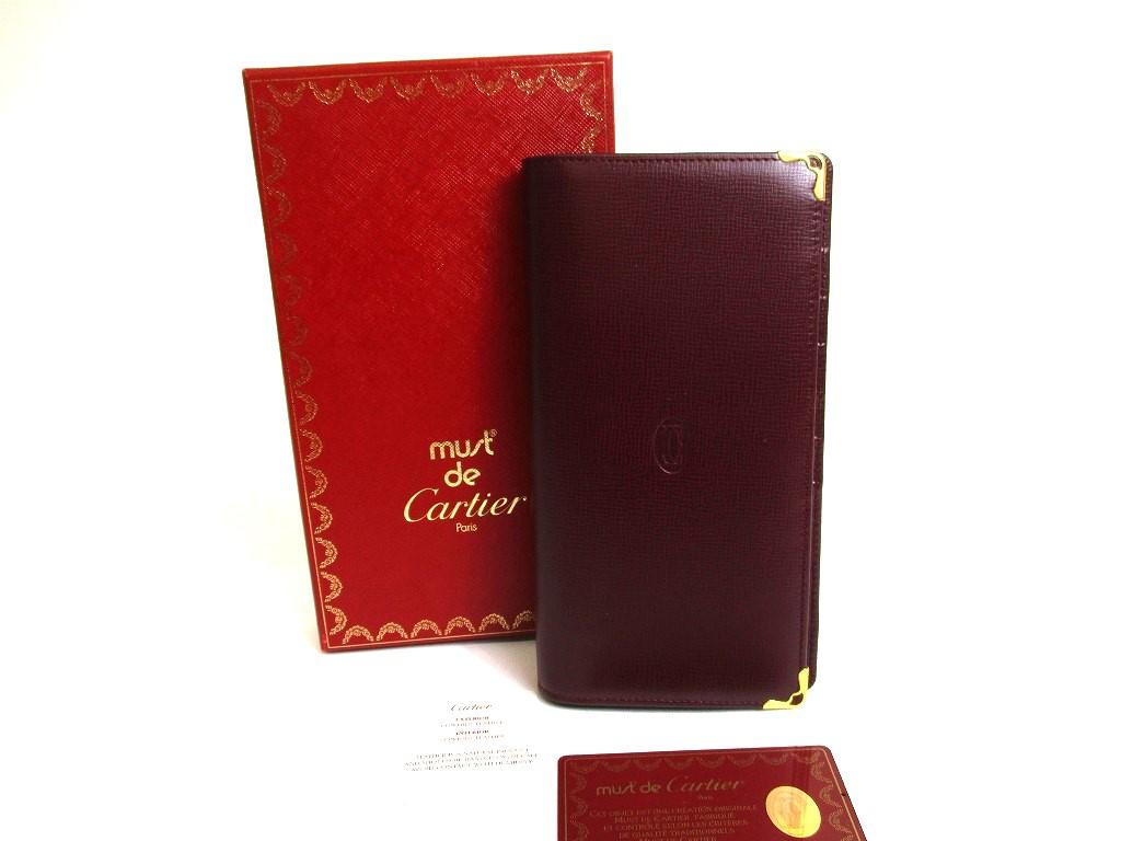 

Автентичний довгий шкіряний гаманець Cartier Must de Cartier Bordeaux #a590 Refurbished