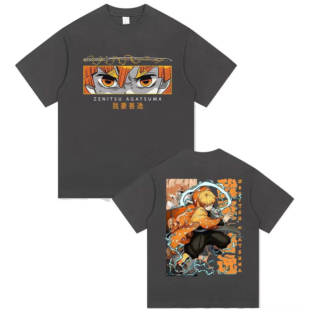 

Новые аниме футболки с графикой Demon Slayer Зеницу Агацума для мужчин и женщин, высококачественные винтажные хлопковые футболки оверсайз, Y2k уличная одежда 4XL
