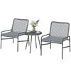 3 Piece Rattan Bistro Set, Outdoor Garden Furniture Set with 2 Chairs, Round Coffee Table for Patio, Balcony, Dark Grey