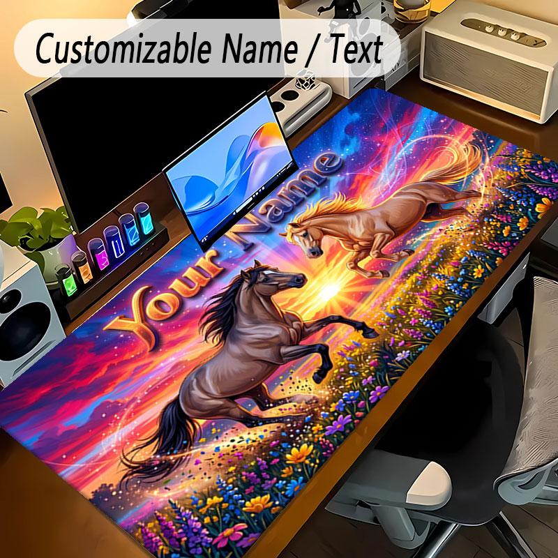 Podložka pod myš s koňským motivem, personalizovaná, s vlastním textem jména, protiskluzová podložka na stůl pro notebook, kancelářský stůl