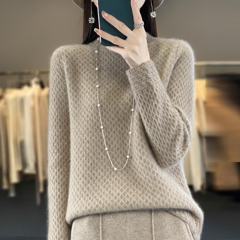 Pulover din lână cașmir pentru femei Pulover tridimensional cu gât rotund Pulover tricotat Top la modă de toamnă