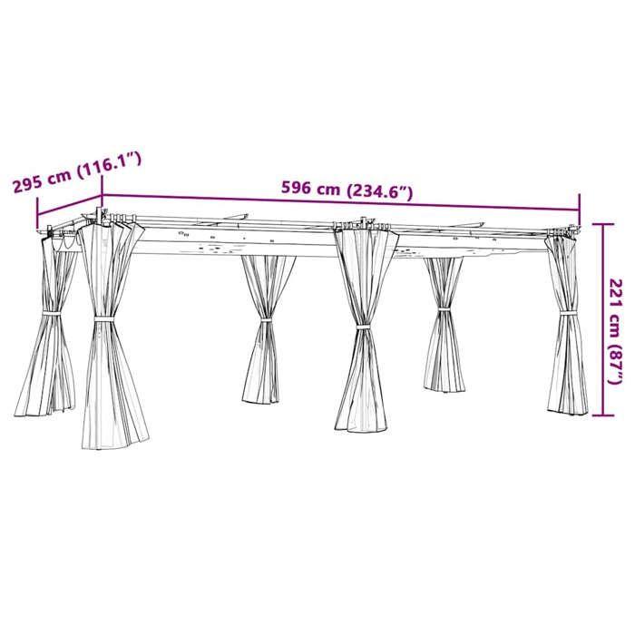 VidaXL Tonnelle avec rideaux anthracite 6x3 m acier, tonnelle de jardin, tonnelle de patio, pavillon de jardin, tonnelle 4003921