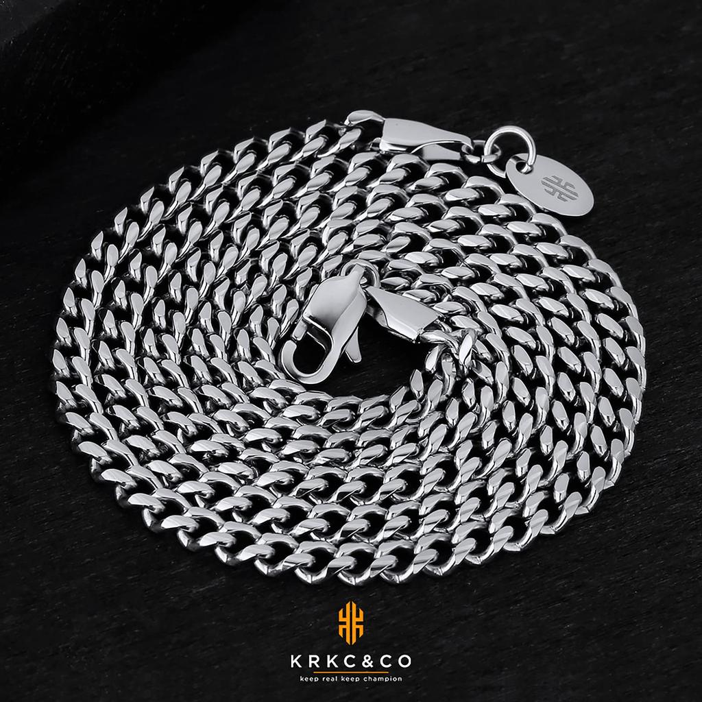Halskjede 4mm Bredde K18 Gull 316L Rustfritt Hip Unisex KRKC&CO Kjede, Populær, Kihei, Kjede, Belagt/Sølv, Stål, Hop, Rapper, Herretilbehør,