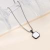 TOHM Men's Square Stainless Steel Pendant Necklace - Modern Titanium Steel Enamel Design