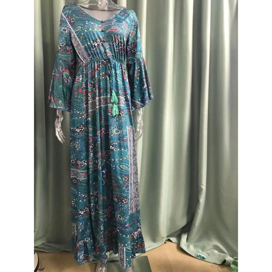 Abito Avvolgente Donna Elegante Estate – Floreale Con Maniche A Volant E Scollo A V