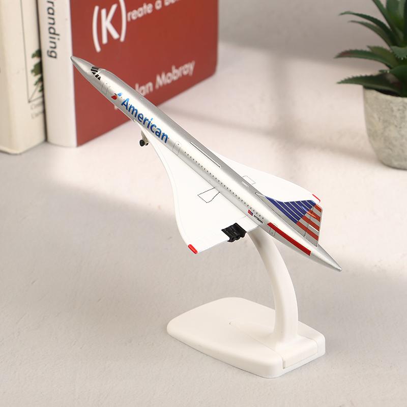 

20 см Модель самолета Concorde из сплава Соединенных Штатов с шасси, модель пассажирского самолета из сплава, литая под давлением, коллекционное украшение