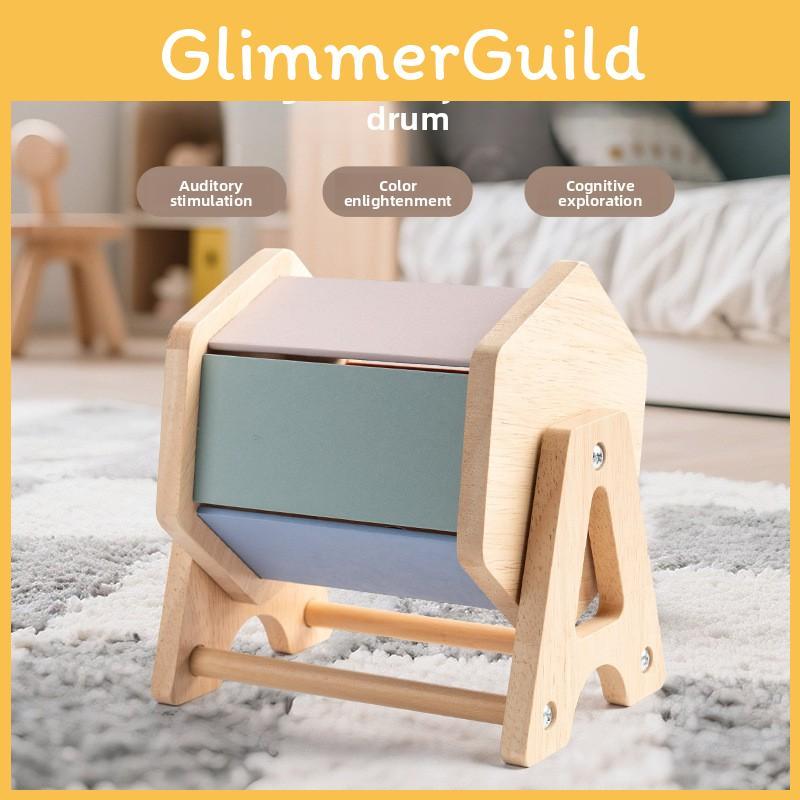 Montessori Wooden Drawer Box With Textile Drum For Early Childhood Learning Development