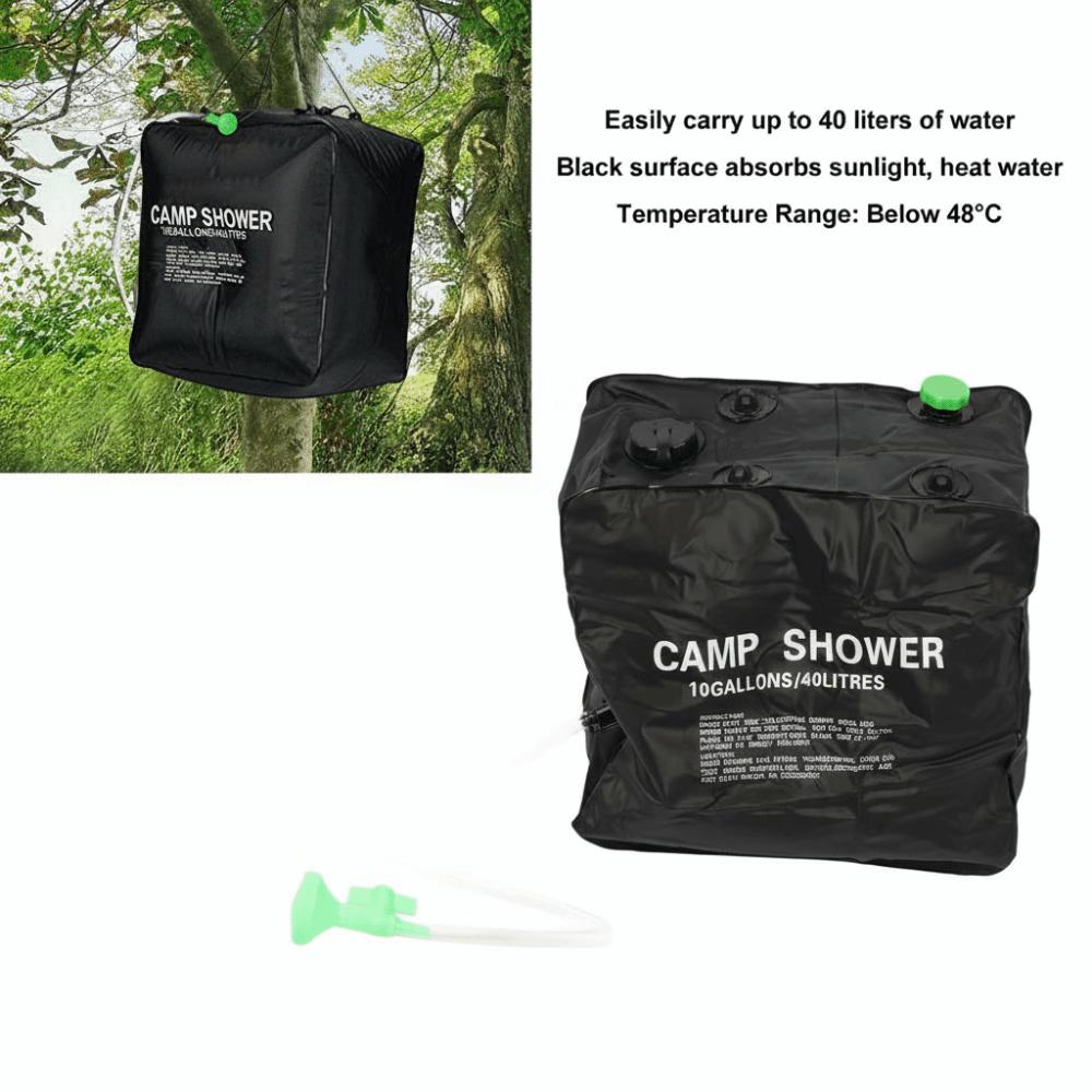40L/10 Gallons Solar Camping Shower Bag Removable Solar Heated Water Bag  Traveling