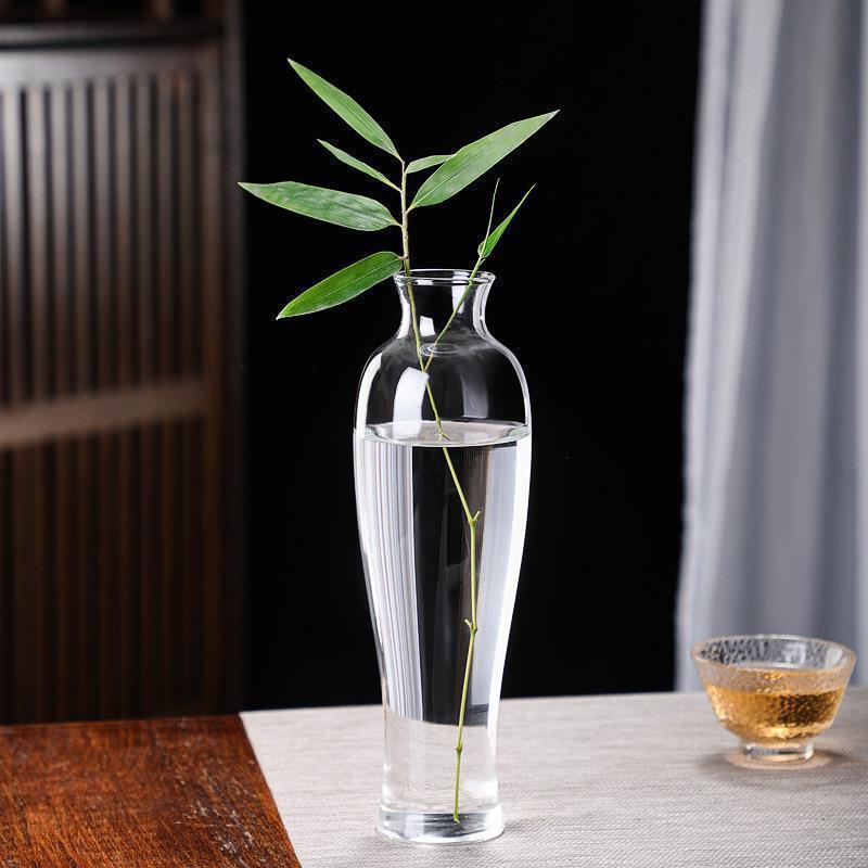Zen Transparent Glass Vase for Hydroponic Plants and Small Mouth Flower Arrangements