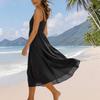 Sleeveless Spaghetti Strap Midi Dress for Women Loose Fit Flowy Sundress Summer Casual Solid A Line Long Dress