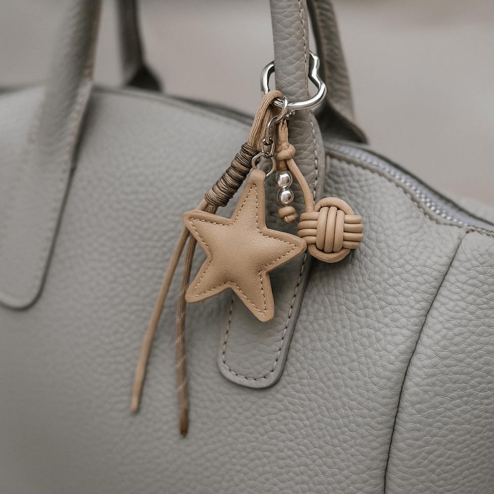 Woven Rope Leather Star Keychain Hanging Star and Ball Pendant  Small Gifts