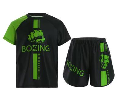Kinder Muay Thai Boxen Sandwear Mode Bedrucktes Boxer Kurzarm T-Shirt Shorts Fitnessstudio Surfen Kurzarm Kopf