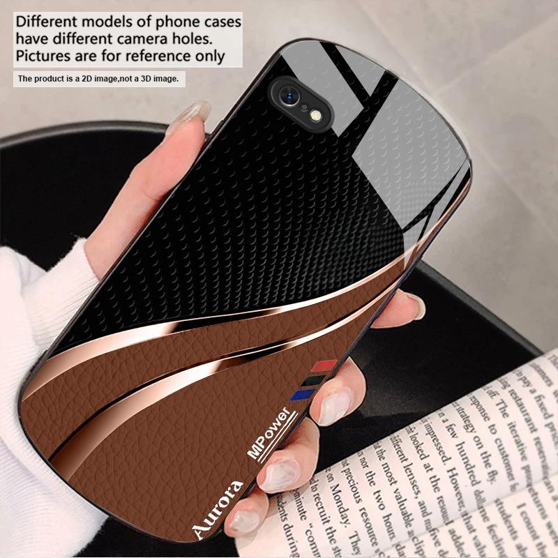Hochwertige Lederstruktur Für iPhone 17 16 15 14 13 Plus 12 mini 11 Pro Max XR Xs Max X 7 8 6S 22 20 Elliptische Glas-Handyhülle