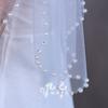 Detachable Glitter Tulle Puff Short Sleeve Cuffs, Mixed Size Pearl Beaded Sheer Arm Covers for Wedding Bridal Evening Dress