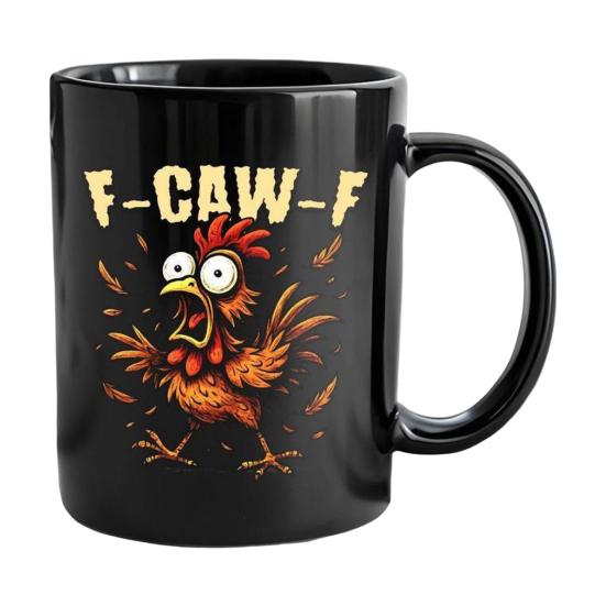 Funny Coffee Mug F-Caw-F Chicken Mug Ceramic 350ml Hot Cold Drinking Cup Dishwasher Safe Novelty Gift