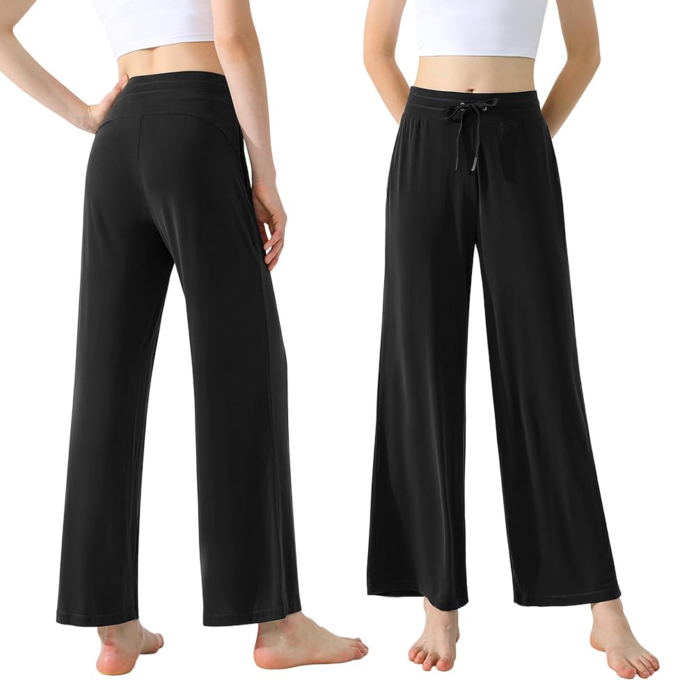 Siomlana Wide Yoga Made with Lenzing Loose Perfect for and Available in 4 Colors Women's Pants, High-Waisted, Modal, Stretch, Fit, Sports, Dance,