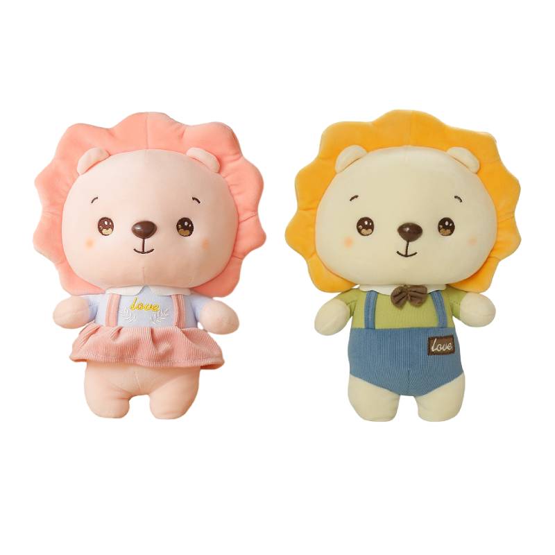 Lion Cartoon Couple Doll Plush Toy Room Decoration Kids Girls Present Pillow