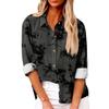 Women's Loose Floral Print Stand Collar Long Sleeve Cotton And Linen Top