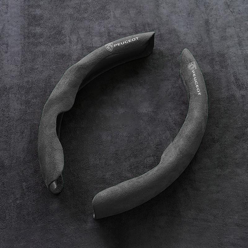 2pcs Car Steering Wheel Cover Suede Leather Anti-Slip For Peugeot 408 4008 308 3008 Rifter 5008 508 2008 208 RCZ 407 Stickers y6