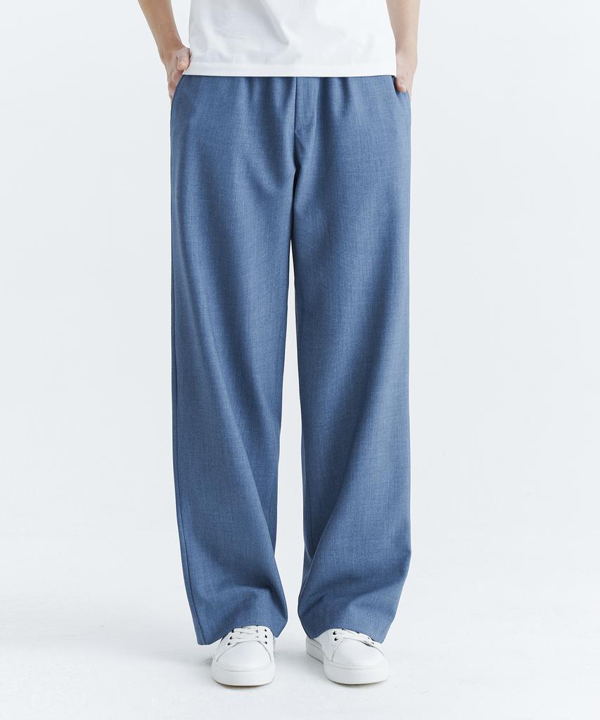 WHOLOVESART Unisex Essential Wide Banding Slacks Smoke Blue
