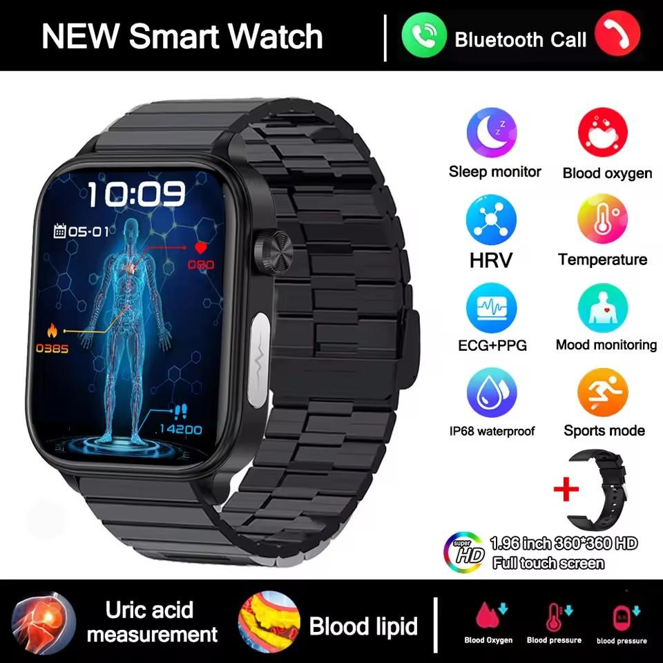 2025 New ECG+PPG Smart Watch Women Heart Rate Blood Lipid Uric Acid Women Menstrual Health Tracker Smartwatches For Android iOS