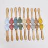 Children's Eating Training Set: Wooden Handle Fork & Silicone Spoon