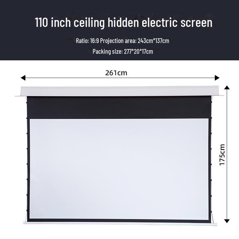 Concealed Ceiling Electric Lifting Projector Screen - High-Definition Pull-Wire Design