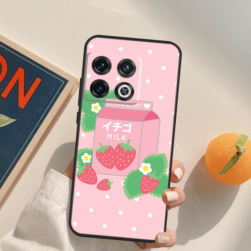 Kawaii Strawberry Milk Case For OnePlus 15 13 12 11 13R 12R 10T 8T 13T OnePlus Nord 5 CE 3 2 4 Lite N20 N30 Cover