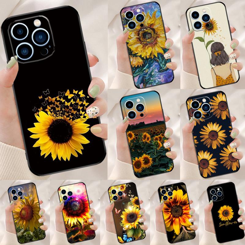 Piękne Żółte Słoneczniki Etui na Telefon Dla iPhone 17 Pro Max 17 Air 16E 13 12 Mini 14 15 Plus 11 16 Pro Max Tylna Pokrywa