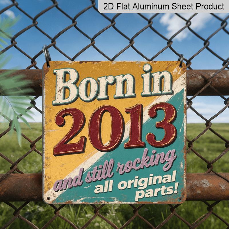 

2D Flat 1pc- Foil Sign Born in 2013 | Home Bar, Front Door, Bar Decoration, Aluminum Sign, Half-Painted Wall Decor Aesthetic, Gift for Lovers, Shower 20*20cm