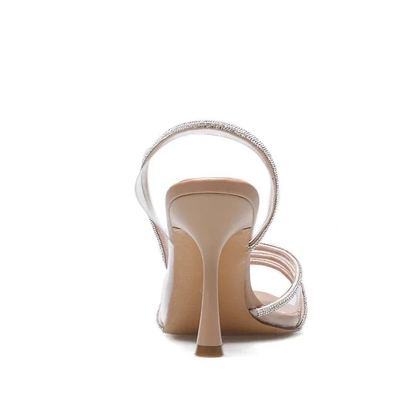 Sommer Street Style Damen Sandalen Sexy Kristall Slingback Hoher Absatz Elegant Spitze Transparent Party Pumps Schuhe
