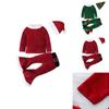Festive Christmas Kids Girls Plush Flared Pants Suit With Santa Hat Tree Hat