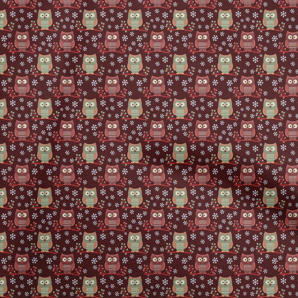 oneOone Georgette Viscose Dark Blue Fabric Owl Quilting Supplies Print Sewing Fabric By The Yard 42 Inch