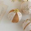 8cm Brown Patchwork Foam Ball with Gold Powder, High-Grade Fabric Christmas Tree Ornament.