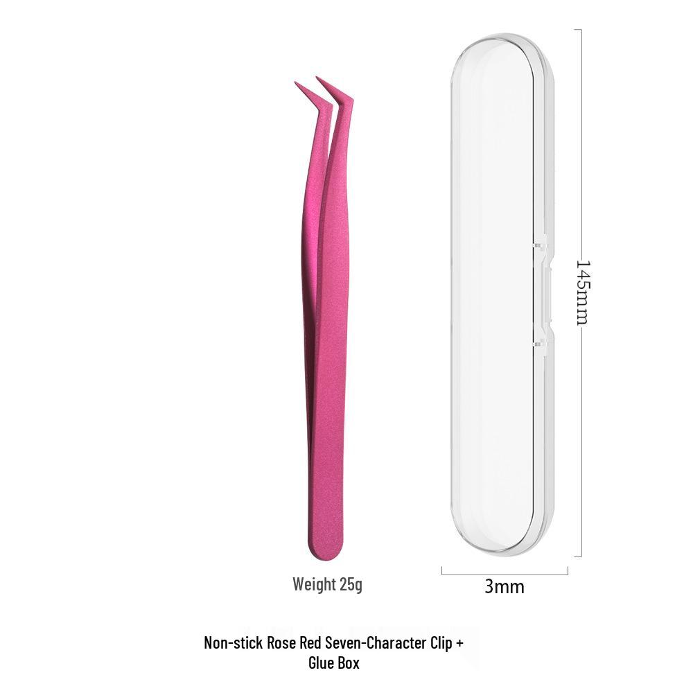Non-stick Tweezers for False Eyelashes - Beginner & Professional Lash Artist Tool, Golden Feather Clip