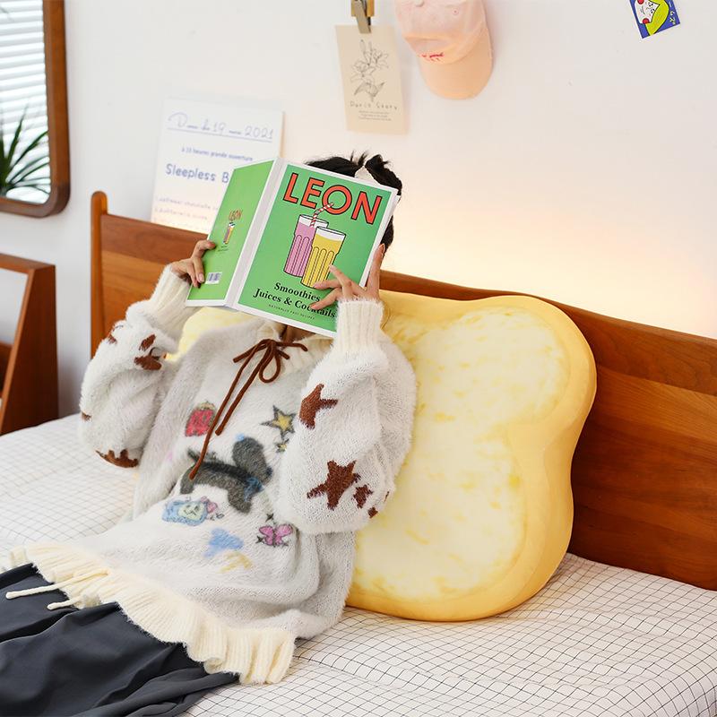 Toast Bread Bear Throw Pillow Cute Croissant Plush Toy Girl Sleeping Doll Doll