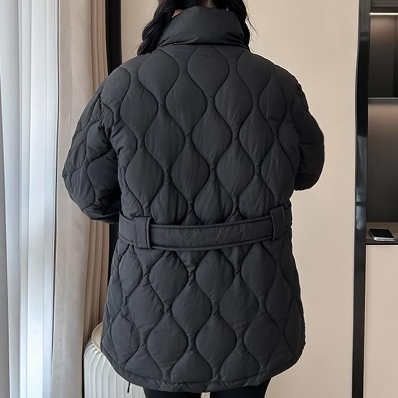 Fashion Winter Woman Parkas With Belt Loose Thick Warm Jackets Women's Coats