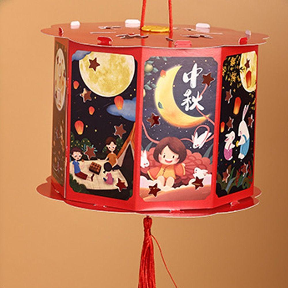 Traditional Chinese Portable Lantern Cartoon LED Lantern Toys Handheld Paper Lamp  Festival Gift