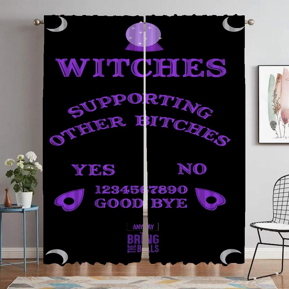 

Доска для спиритических сеансов, кухонные шторы, 2 шт., затемняющие шторы для комнаты, 2 панели, тюль для перегородки в спальне, украшение на Хэллоуин W60xH90cmx2pcs-CL