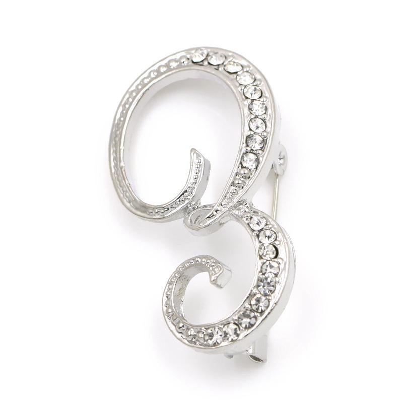 

Аксессуары, костюм-корсаж, модная английская брошь с водой, инкрустированная бриллиантами, брошь из сплава с буквами