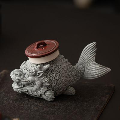 Blauer Sandstein Fisch Drache Dekoration Geschenk Einfaches Wohnzimmer Haushalt Kreative Landschaft Tischdekoration Drachenfisch Tee-Haustier