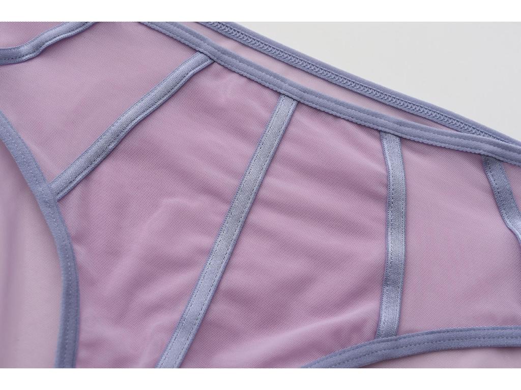 French Color Block Low-Waist Mesh Hip-Hugging Briefs for Women